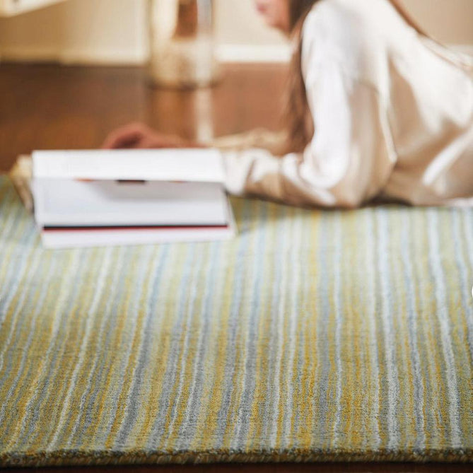 Fine Stripes Modern Stripe Hand-Woven Wool Ochre Rug-Origins-Rug Love - The Most Loved Rug Store