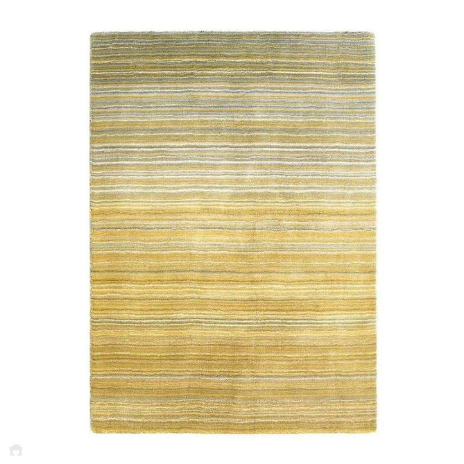Fine Stripes Modern Stripe Hand-Woven Wool Ochre Rug