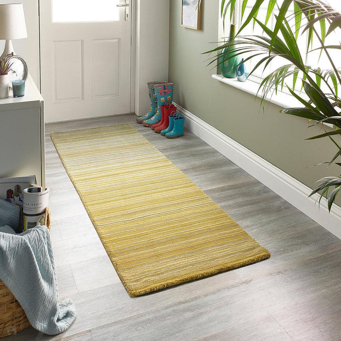 Fine Stripes Modern Stripe Hand-Woven Wool Ochre Rug