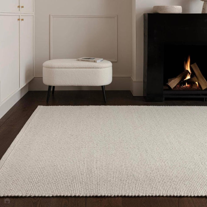 Finley Modern Plain Basketweave Hand-Woven Tonal Textured Durable Wool-Blend Flatweave Loop Pile Ivory Marl Rug-Asiatic Carpets-Rug Love - The Most Loved Rug Store