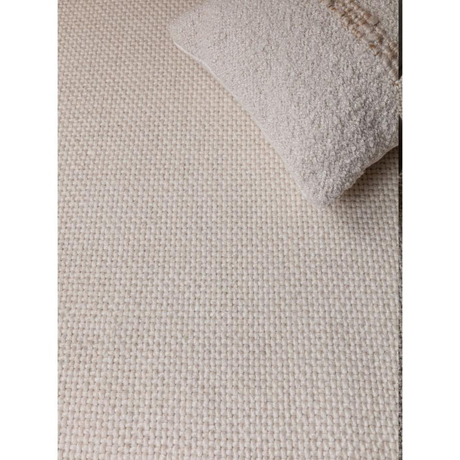Finley Modern Plain Basketweave Hand-Woven Tonal Textured Durable Wool-Blend Flatweave Loop Pile Ivory Rug