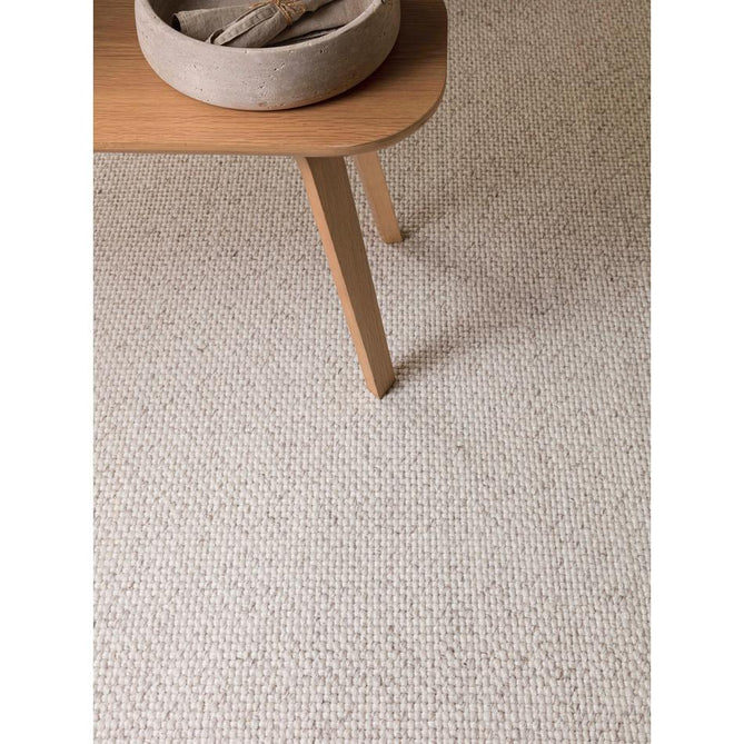 Finley Modern Plain Basketweave Hand-Woven Tonal Textured Durable Wool-Blend Flatweave Loop Pile Ivory Marl Rug