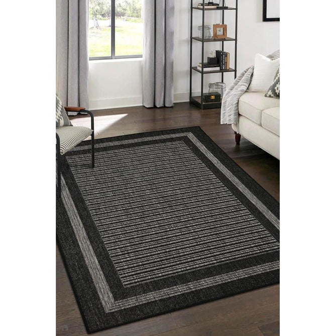 Flatweave Gel Border Black Runner-Melrose-Rug Love - The Most Loved Rug Store