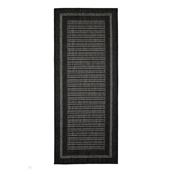 Flatweave Gel Border Black Runner-Melrose-Rug Love - The Most Loved Rug Store