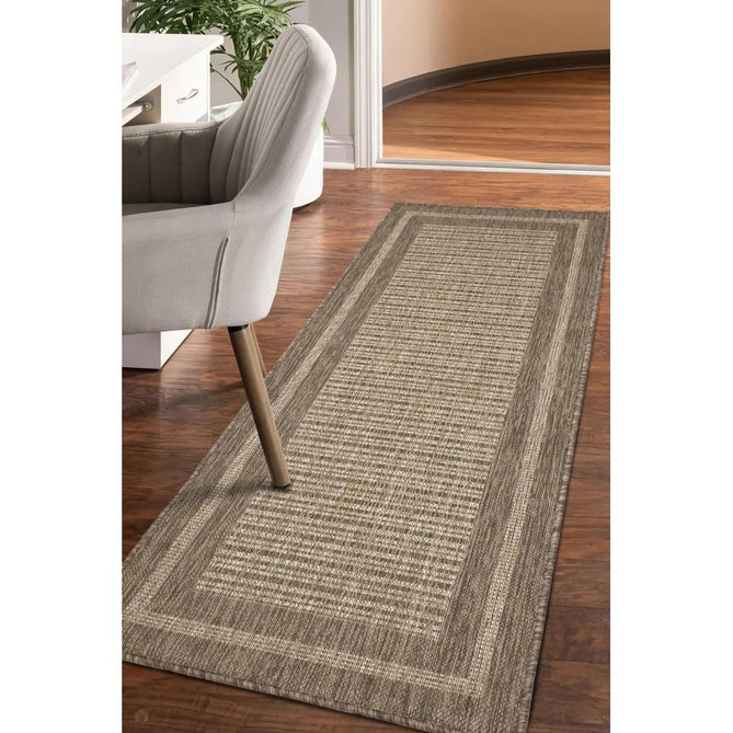 Flatweave Gel Border Latte Runner-Melrose-Rug Love - The Most Loved Rug Store