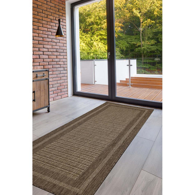 Flatweave Gel Border Latte Runner-Melrose-Rug Love - The Most Loved Rug Store