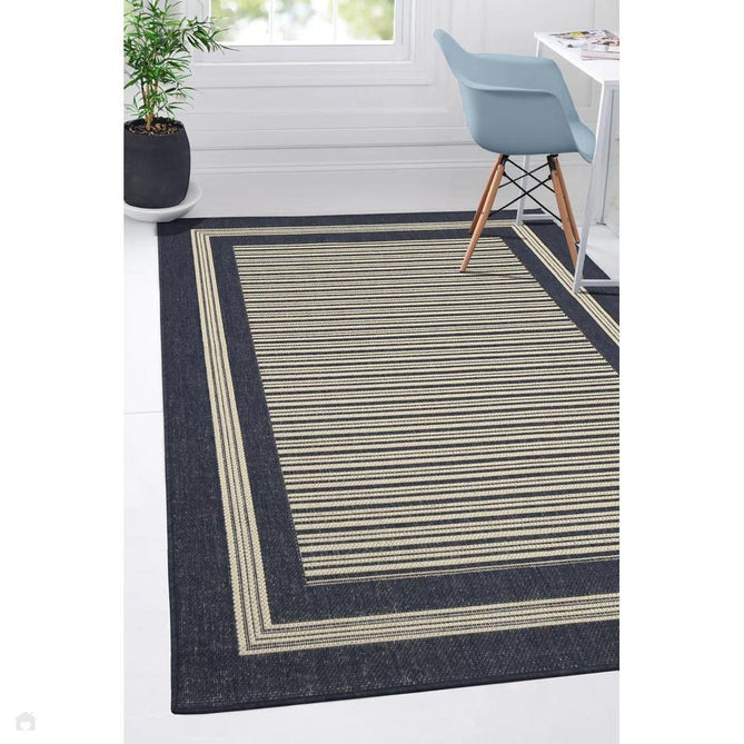Flatweave Gel Border Navy Rug-Melrose-Rug Love - The Most Loved Rug Store