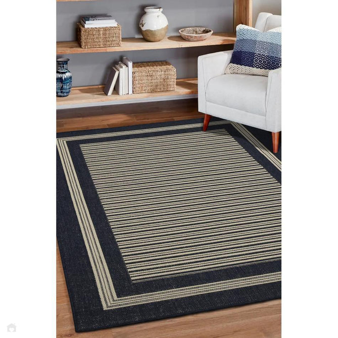 Flatweave Gel Border Navy Rug-Melrose-Rug Love - The Most Loved Rug Store