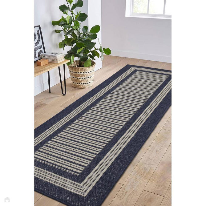 Flatweave Gel Border Navy Rug-Melrose-Rug Love - The Most Loved Rug Store
