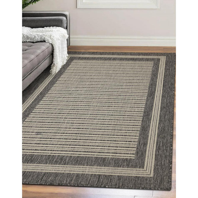 Flatweave Gel Border Steel Grey Rug-Melrose-Rug Love - The Most Loved Rug Store