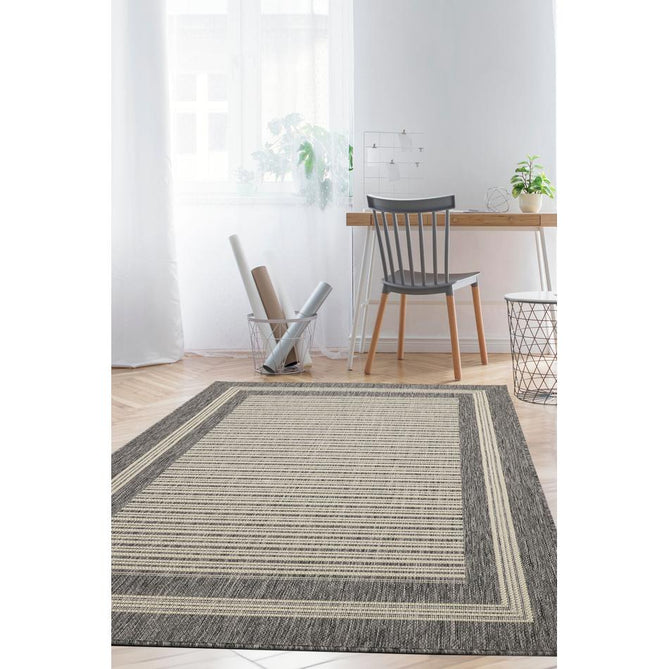 Flatweave Gel Border Steel Grey Rug-Melrose-Rug Love - The Most Loved Rug Store
