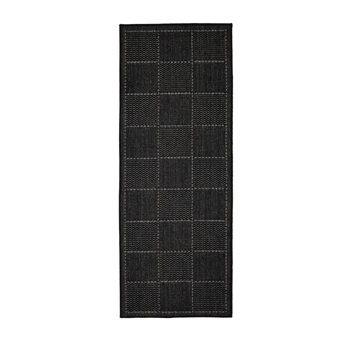 Flatweave Gel Check Black Runner-Melrose-Rug Love - The Most Loved Rug Store