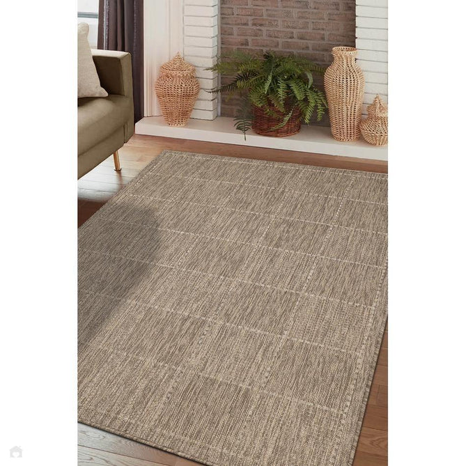 Flatweave Gel Check Latte Rug-Melrose-Rug Love - The Most Loved Rug Store
