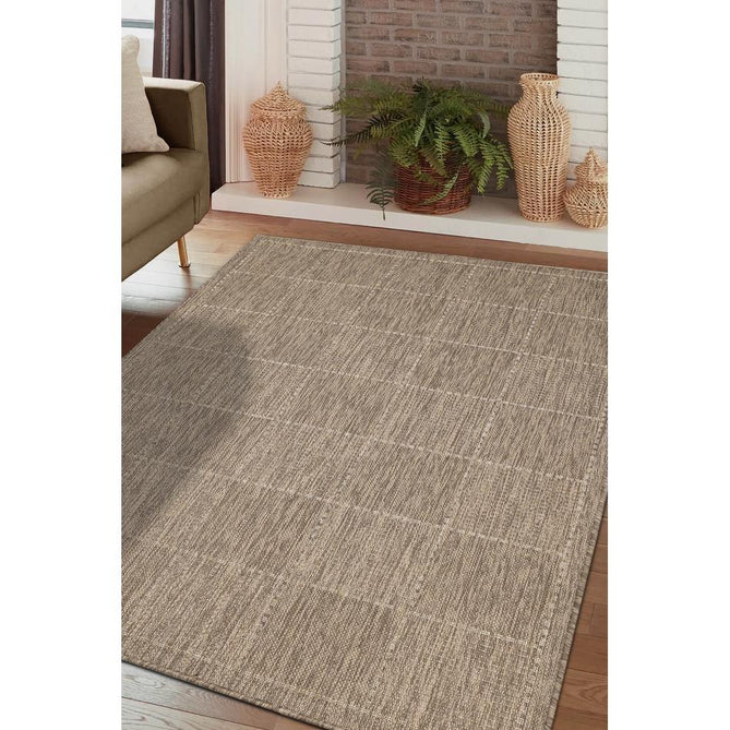 Flatweave Gel Check Latte Runner-Melrose-Rug Love - The Most Loved Rug Store