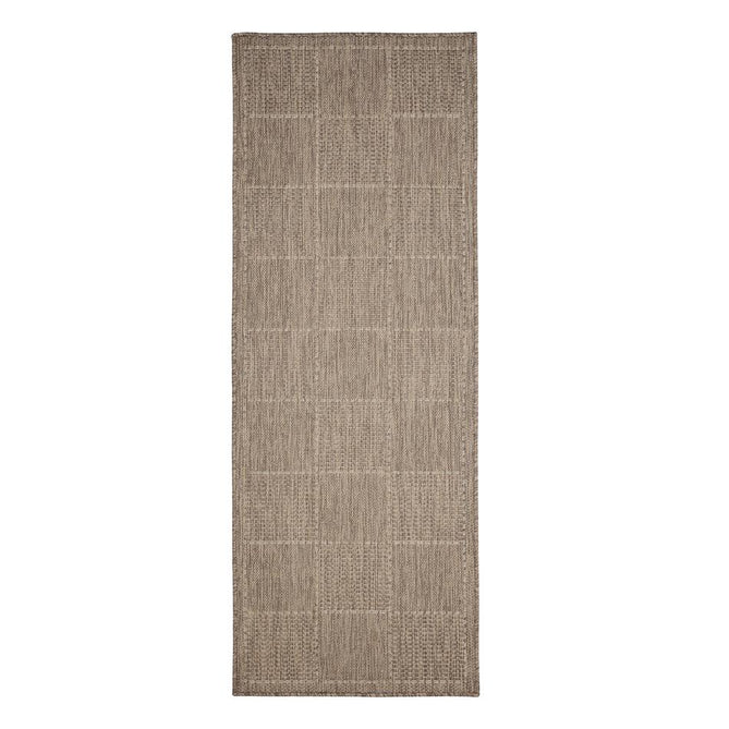 Flatweave Gel Check Latte Runner-Melrose-Rug Love - The Most Loved Rug Store