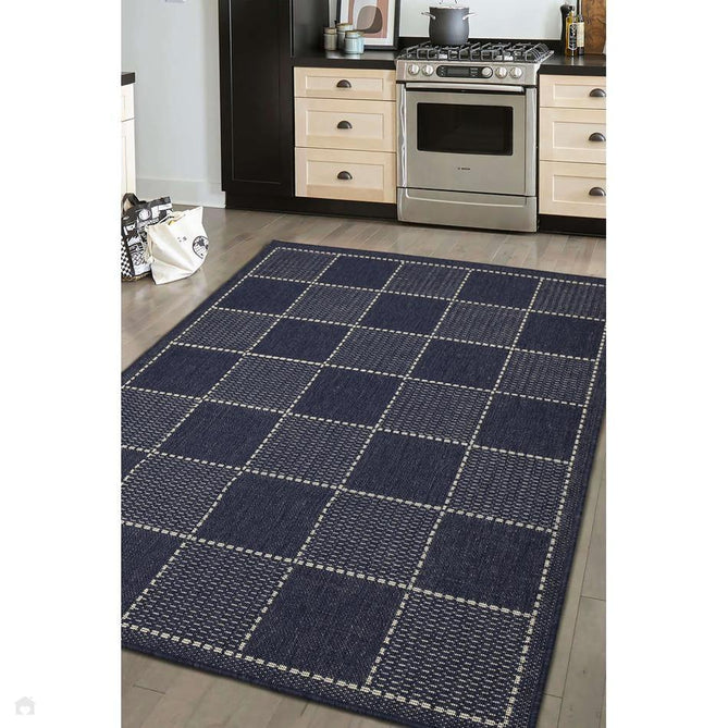 Flatweave Gel Check Navy Rug-Melrose-Rug Love - The Most Loved Rug Store