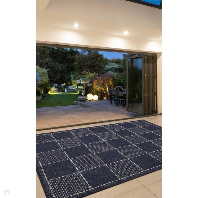 Flatweave Gel Check Navy Rug-Melrose-Rug Love - The Most Loved Rug Store