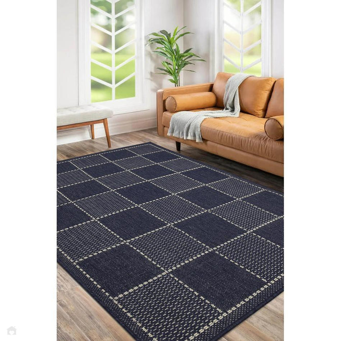 Flatweave Gel Check Navy Rug-Melrose-Rug Love - The Most Loved Rug Store