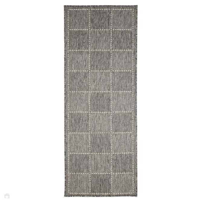 Flatweave Gel Check Steel Grey Rug-Melrose-Rug Love - The Most Loved Rug Store