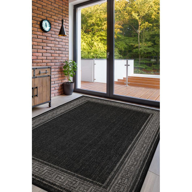Flatweave Gel Greek Key Black Runner-Melrose-Rug Love - The Most Loved Rug Store