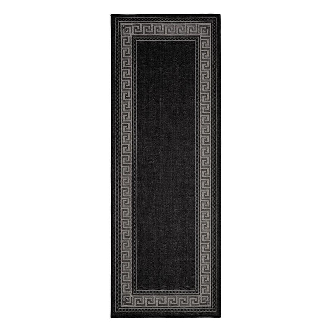 Flatweave Gel Greek Key Black Runner-Melrose-Rug Love - The Most Loved Rug Store