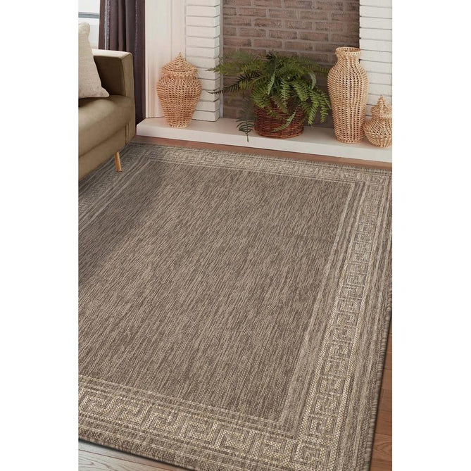 Flatweave Gel Greek Key Latte Rug-Melrose-Rug Love - The Most Loved Rug Store
