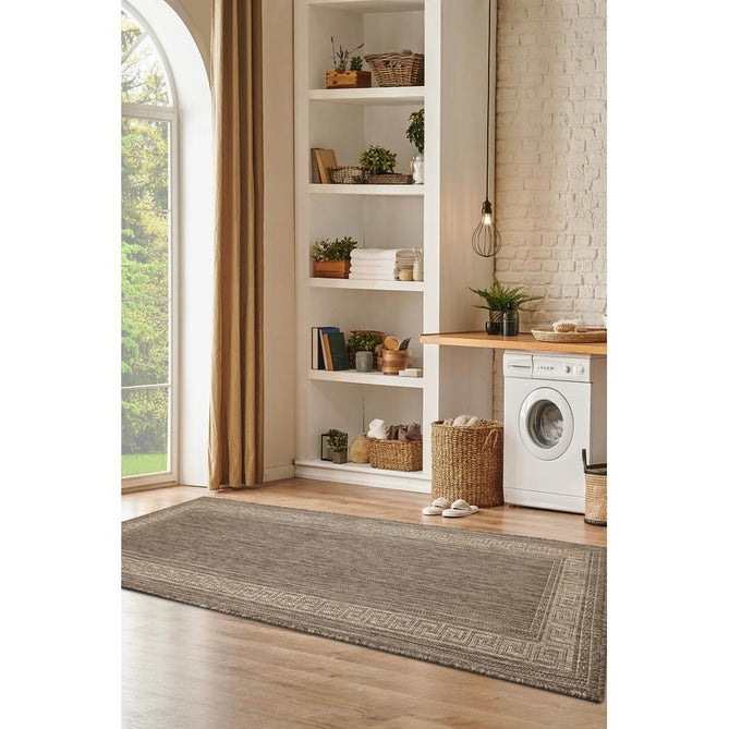Flatweave Gel Greek Key Latte Rug-Melrose-Rug Love - The Most Loved Rug Store