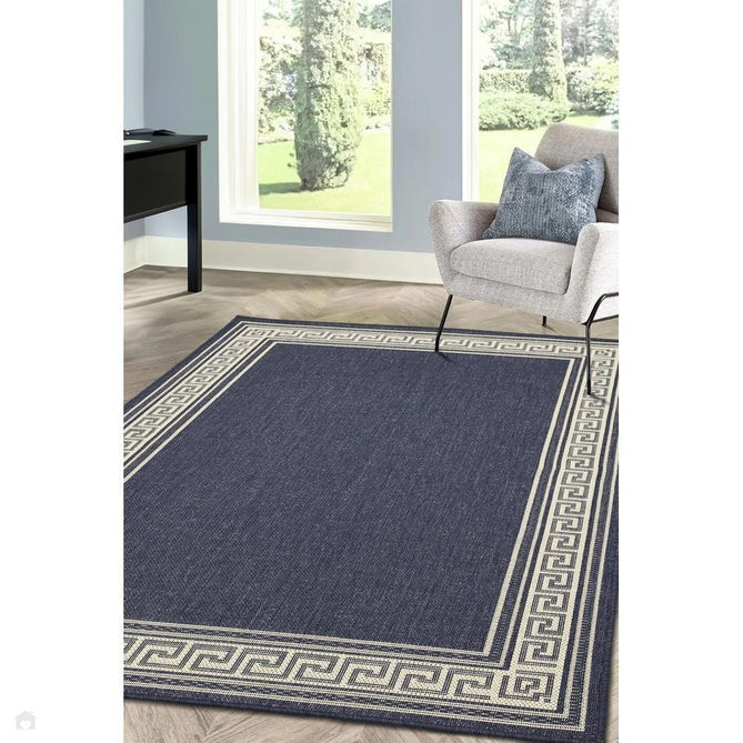 Flatweave Gel Greek Key Navy Rug-Melrose-Rug Love - The Most Loved Rug Store