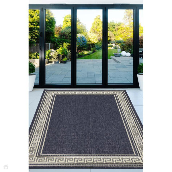 Flatweave Gel Greek Key Navy Rug