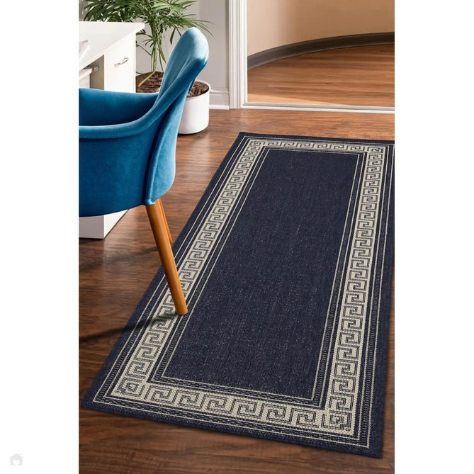 Flatweave Gel Greek Key Navy Rug-Melrose-Rug Love - The Most Loved Rug Store