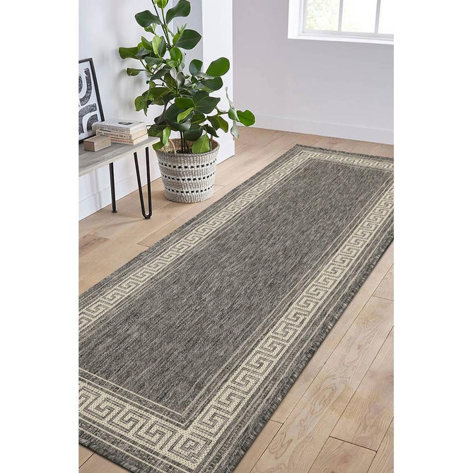 Flatweave Gel Greek Key Steel Grey Runner-Melrose-Rug Love - The Most Loved Rug Store