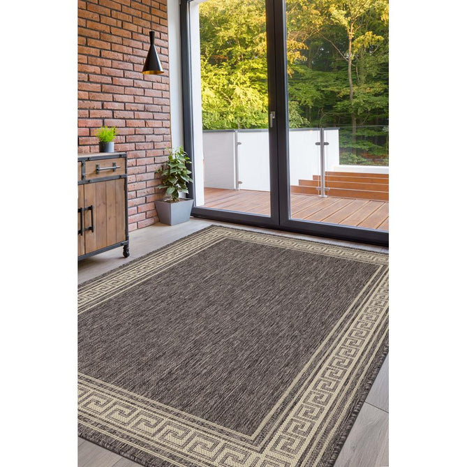Flatweave Gel Greek Key Steel Grey Runner-Melrose-Rug Love - The Most Loved Rug Store