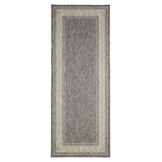 Flatweave Gel Greek Key Steel Grey Runner-Melrose-Rug Love - The Most Loved Rug Store