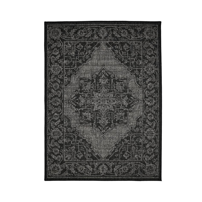 Flatweave Gel Medallion Black Runner-Melrose-Rug Love - The Most Loved Rug Store