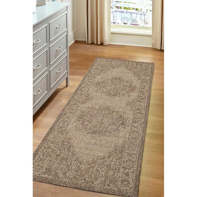 Flatweave Gel Medallion Latte Runner-Melrose-Rug Love - The Most Loved Rug Store