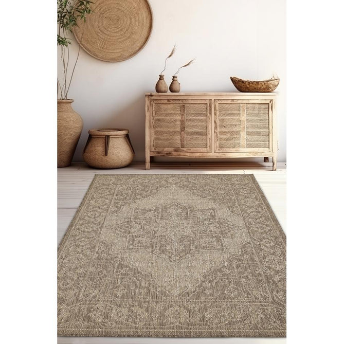 Flatweave Gel Medallion Latte Runner-Melrose-Rug Love - The Most Loved Rug Store