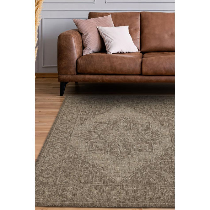 Flatweave Gel Medallion Latte Runner-Melrose-Rug Love - The Most Loved Rug Store
