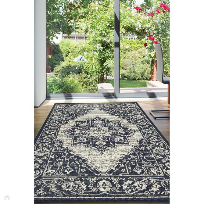 Flatweave Gel Medallion Navy Rug-Melrose-Rug Love - The Most Loved Rug Store