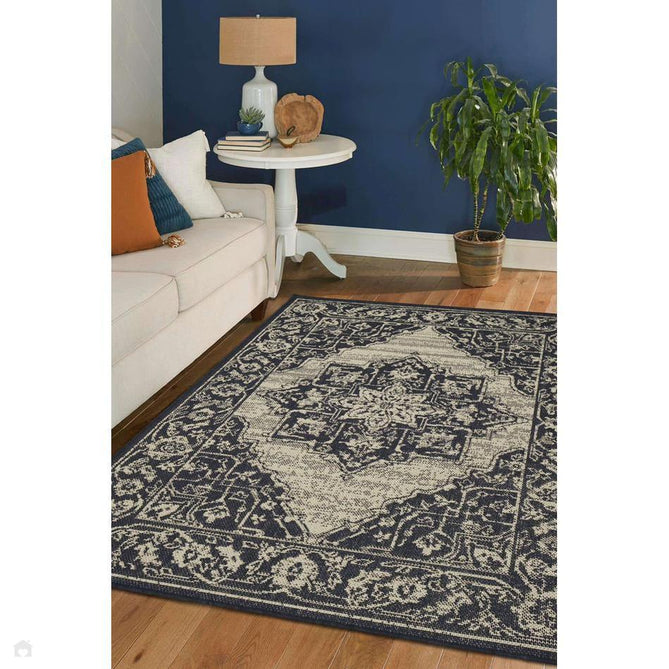 Flatweave Gel Medallion Navy Rug-Melrose-Rug Love - The Most Loved Rug Store