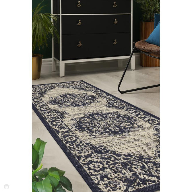 Flatweave Gel Medallion Navy Rug-Melrose-Rug Love - The Most Loved Rug Store