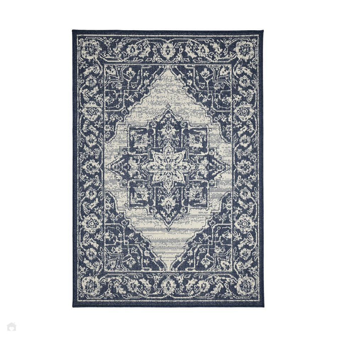 Flatweave Gel Medallion Navy Rug-Melrose-Rug Love - The Most Loved Rug Store