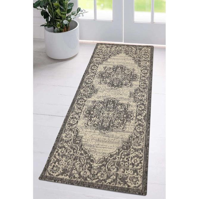 Flatweave Gel Medallion Steel Grey Runner-Melrose-Rug Love - The Most Loved Rug Store