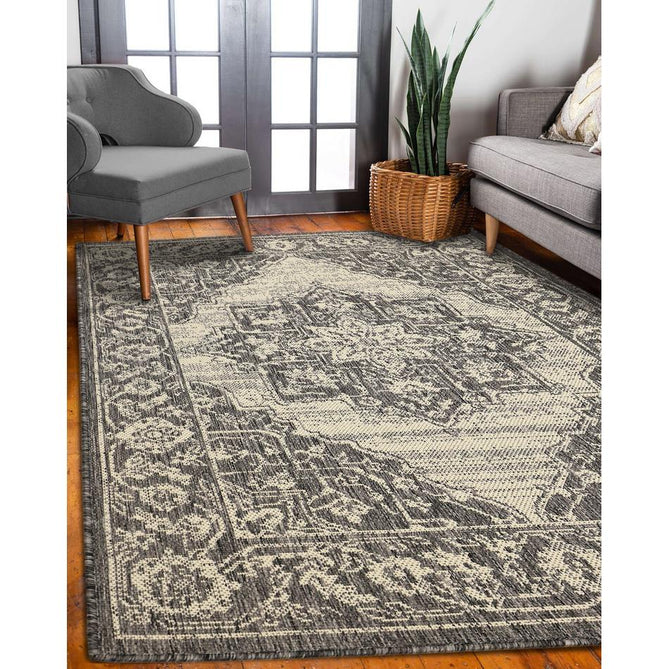 Flatweave Gel Medallion Steel Grey Runner-Melrose-Rug Love - The Most Loved Rug Store