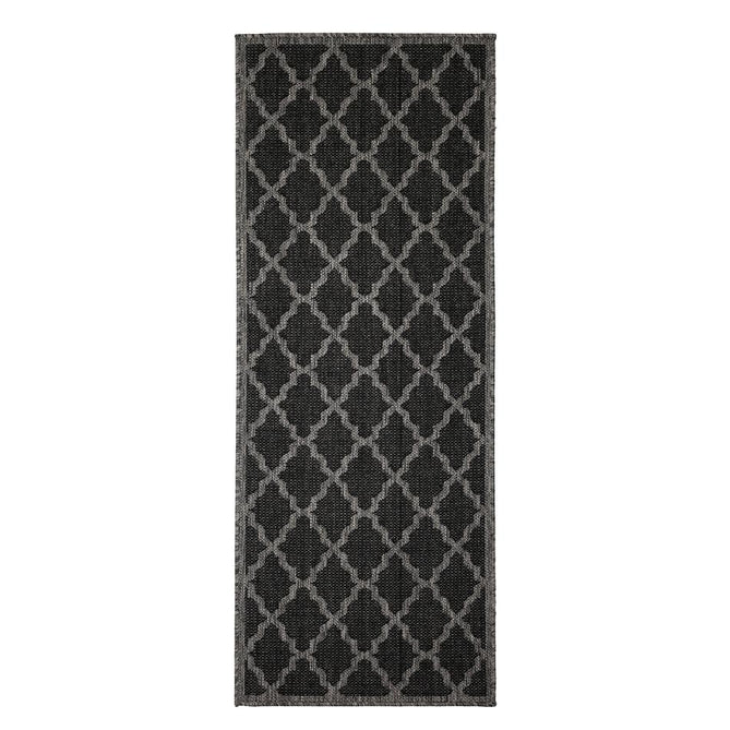 Flatweave Gel Trellis Black Runner-Melrose-Rug Love - The Most Loved Rug Store