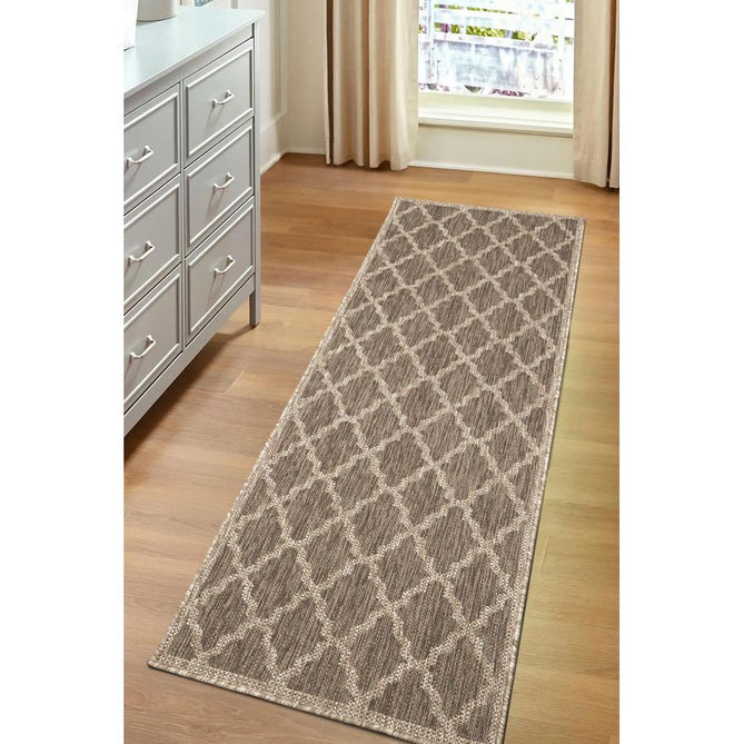 Flatweave Gel Trellis Latte Runner-Melrose-Rug Love - The Most Loved Rug Store