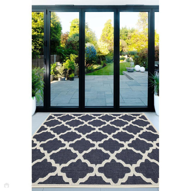 Flatweave Gel Trellis Navy Rug-Melrose-Rug Love - The Most Loved Rug Store