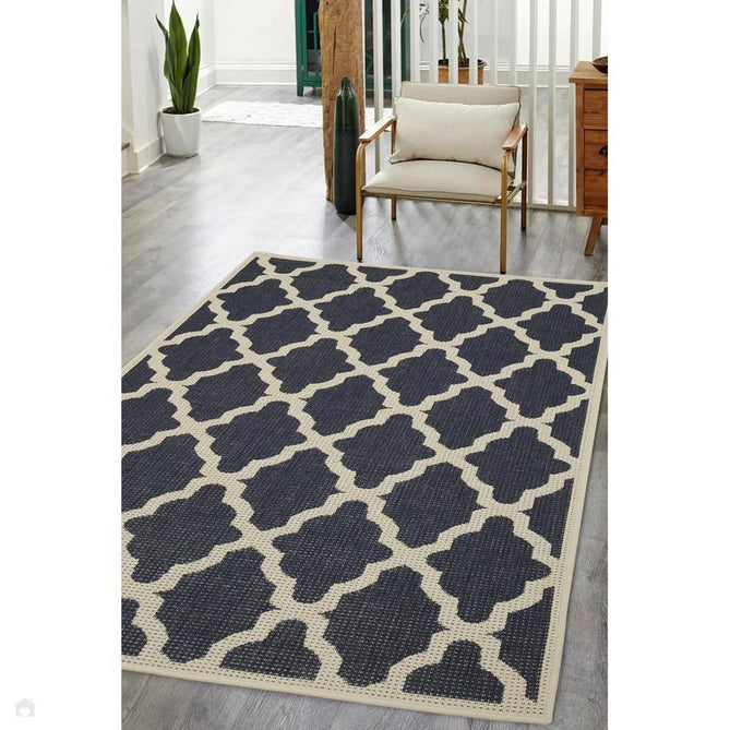 Flatweave Gel Trellis Navy Rug-Melrose-Rug Love - The Most Loved Rug Store