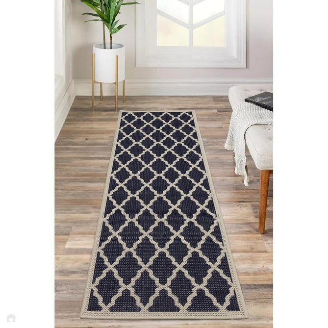 Flatweave Gel Trellis Navy Rug-Melrose-Rug Love - The Most Loved Rug Store
