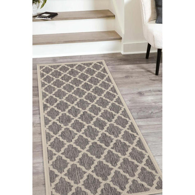 Flatweave Gel Trellis Steel Grey Runner-Melrose-Rug Love - The Most Loved Rug Store