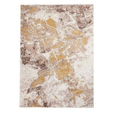 Florence 50033 Modern Abstract Metallic Marmoreal Distressed Textured High-Density Soft Beige/Brown/Gold Rug